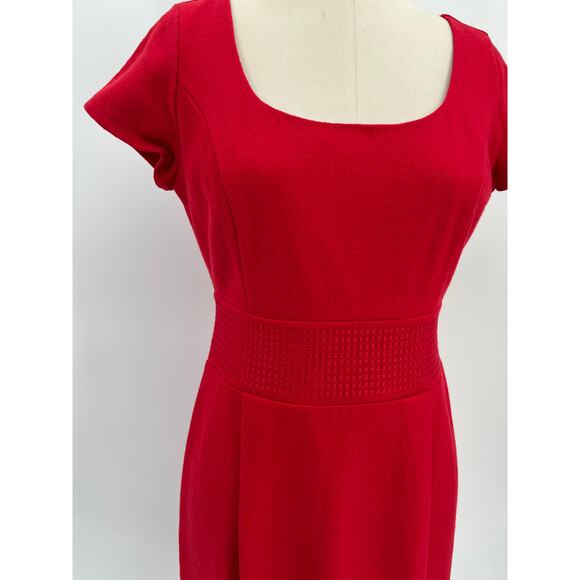 Banana Republic Short Sleeve Sheath Dress Sz 6 Bright Red Wool Classic Office - Picture 4 of 8